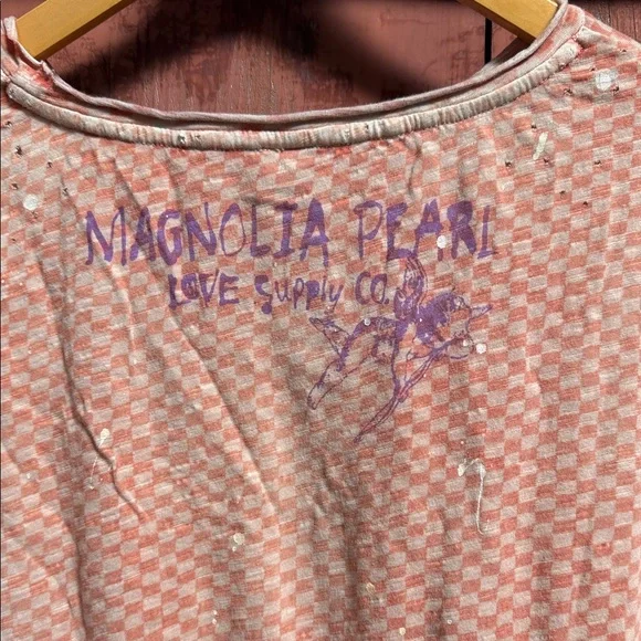 Magnolia Pearl Orange Checkered Long Sleeve Top in “Tabby” - Picture 3 of 4